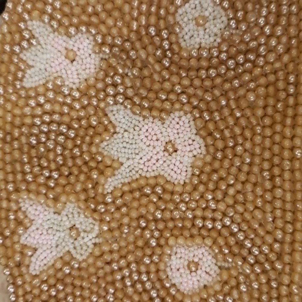 Dark‎ Cream Vintage 7 Floral Beaded Clutch Bag - Picture 6 of 6